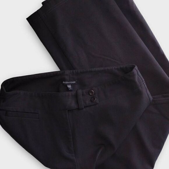Eileen Fisher Womens Pants Sz Small Black Straight Front Zip Back Pockets - Picture 3 of 10